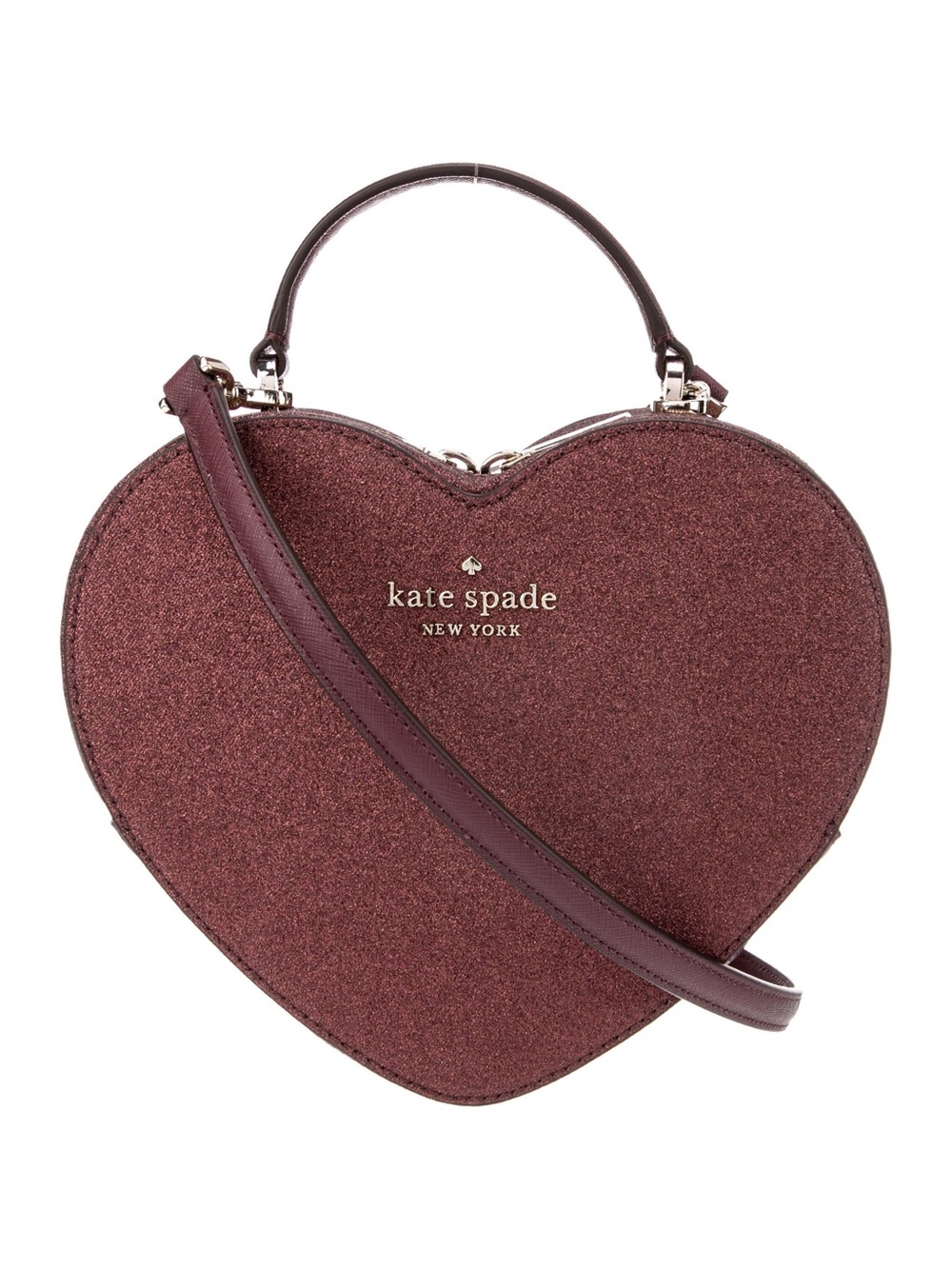 kate spade Glitter Heart Top-Handle Crossbody Bag - Burgundy Glitter